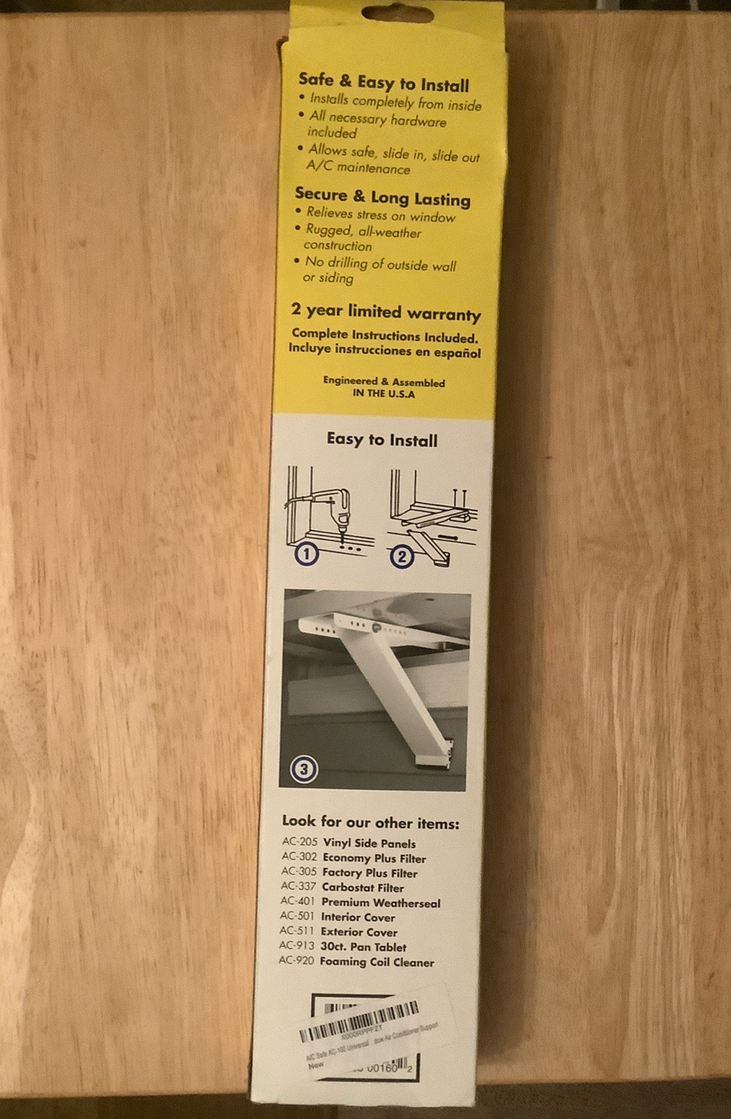 A/C Safe Support Bracket for Window Air Conditioner AC-160 -160Lb -Walls 4-11″