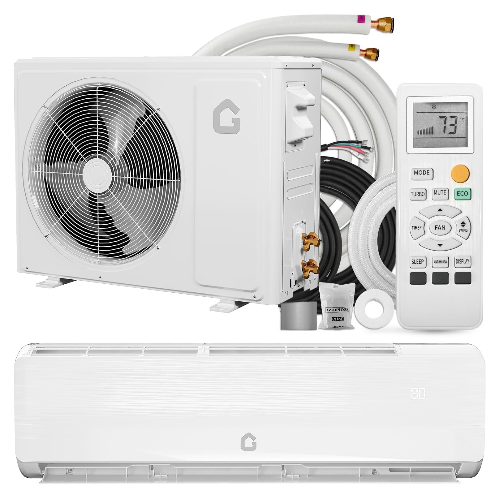 12000 BTU Ductless Mini Split Inverter Air Conditioner and Heat Pump 19 SEER2