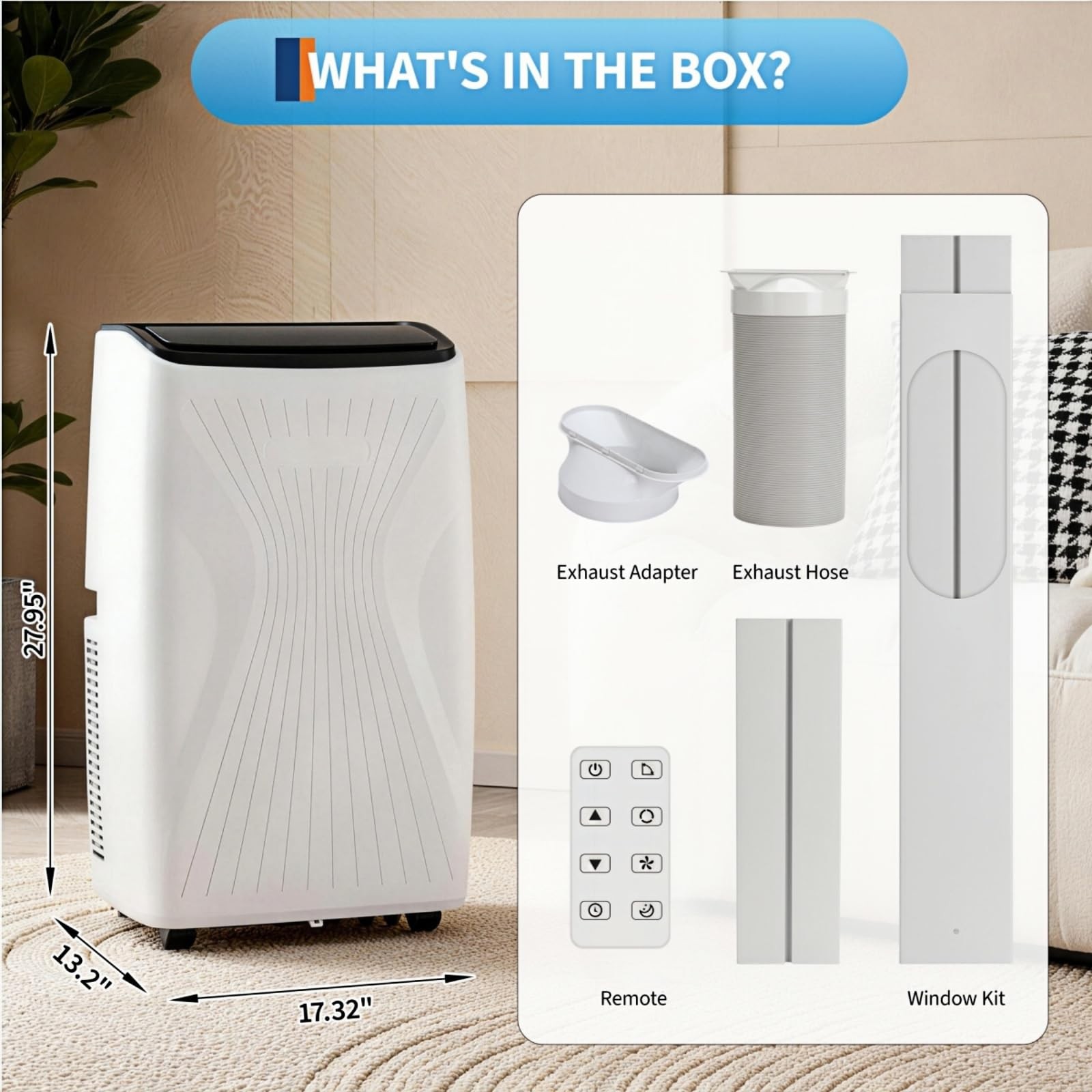 Portable Air Conditioner 12000 BTU AC Unit Up to 350 Sq.Ft Remote Fan Control