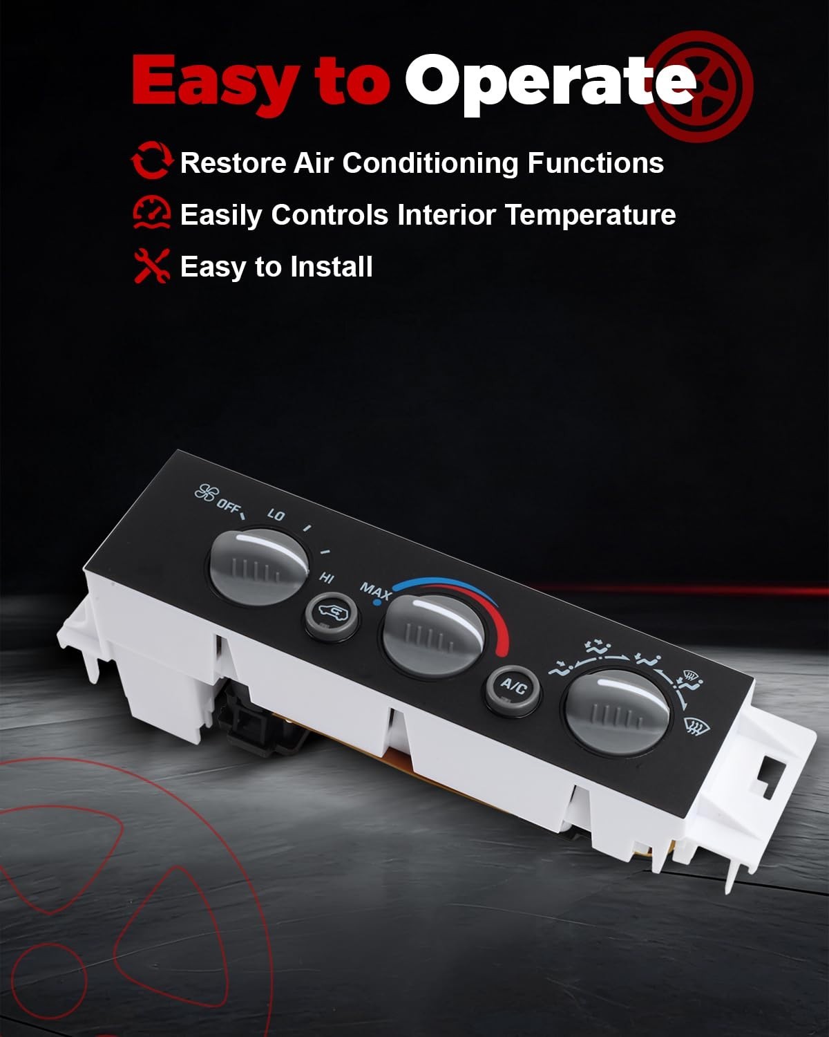 Front A/C Heater Climate Control Module Panel Without Rear Window Defogger Co…