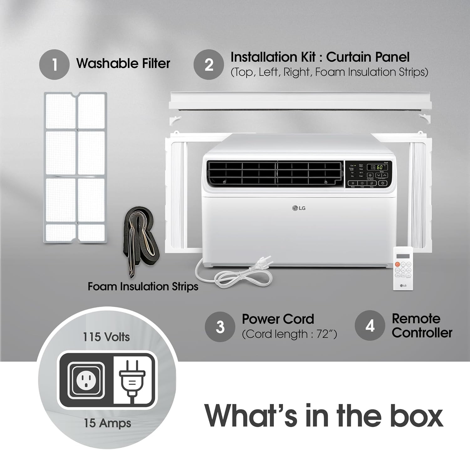 LG 6000 BTU Window Air Conditioner Energy Saving Dual Inverter, Remote Control,