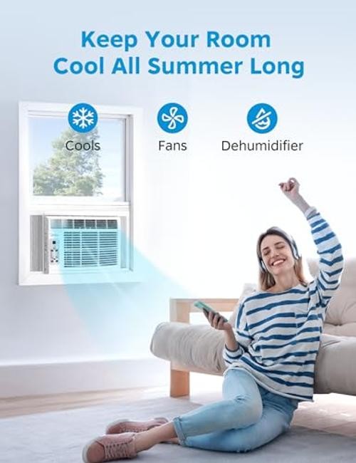 Midea 6,000 BTU Window Air Conditioner, 3-in-1 6,000 BTU, Electronic Control