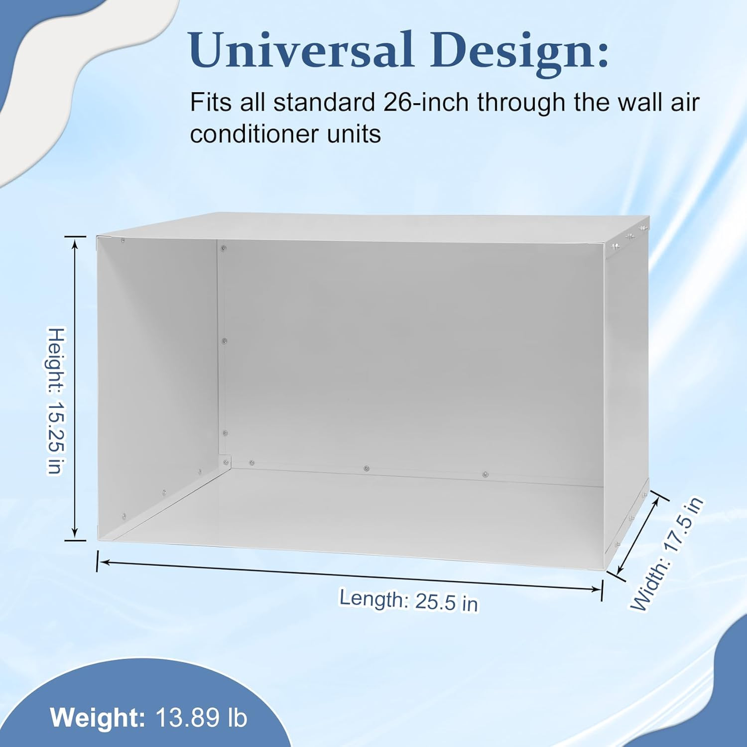 Through the Wall Air Conditioner Sleeve, 26 Inch AC Wall Sleeve, Universal Desig