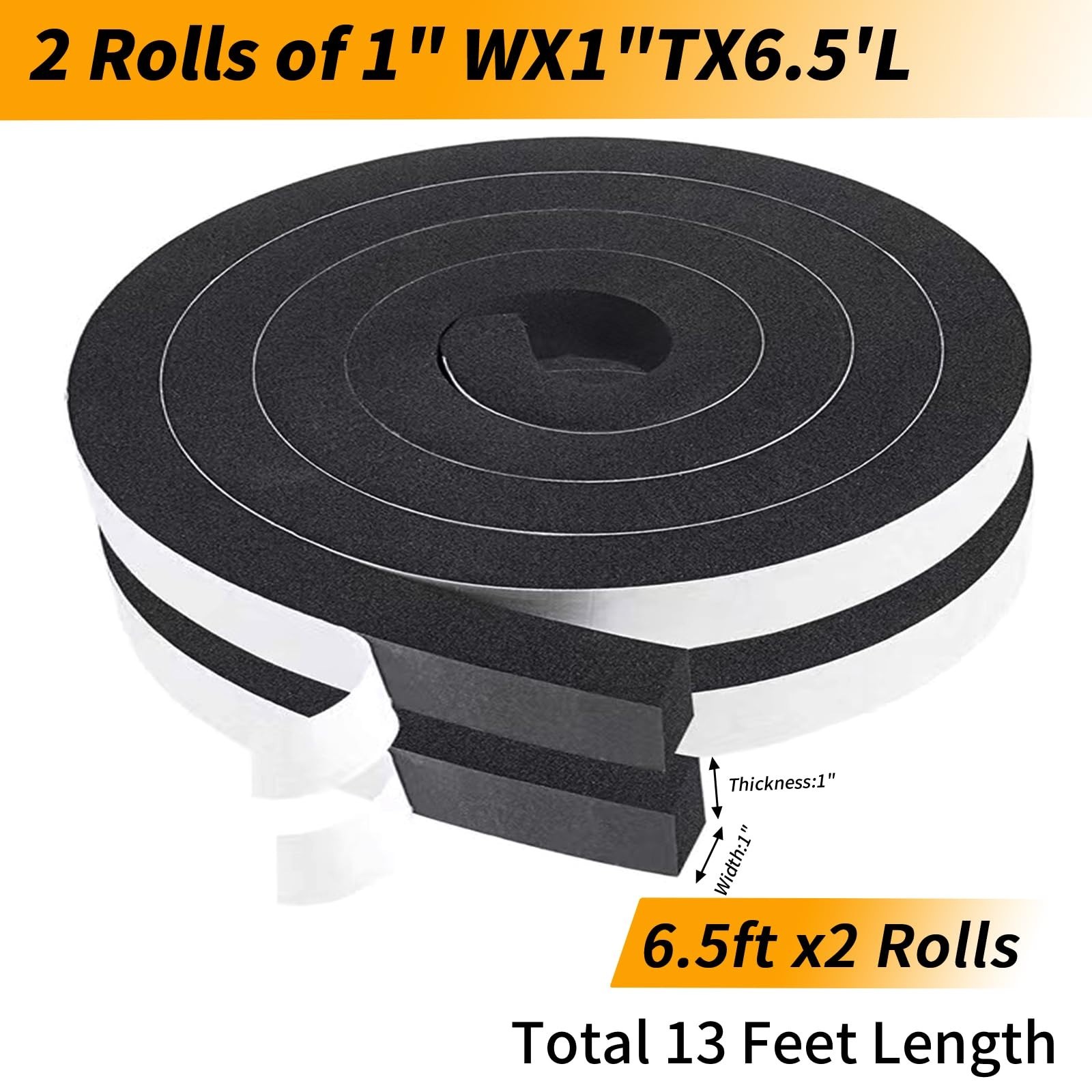 Window Air Conditioner Seal – 2 Rolls, 1″ Wide x 1″ Thick, 13ft Insulation Foam