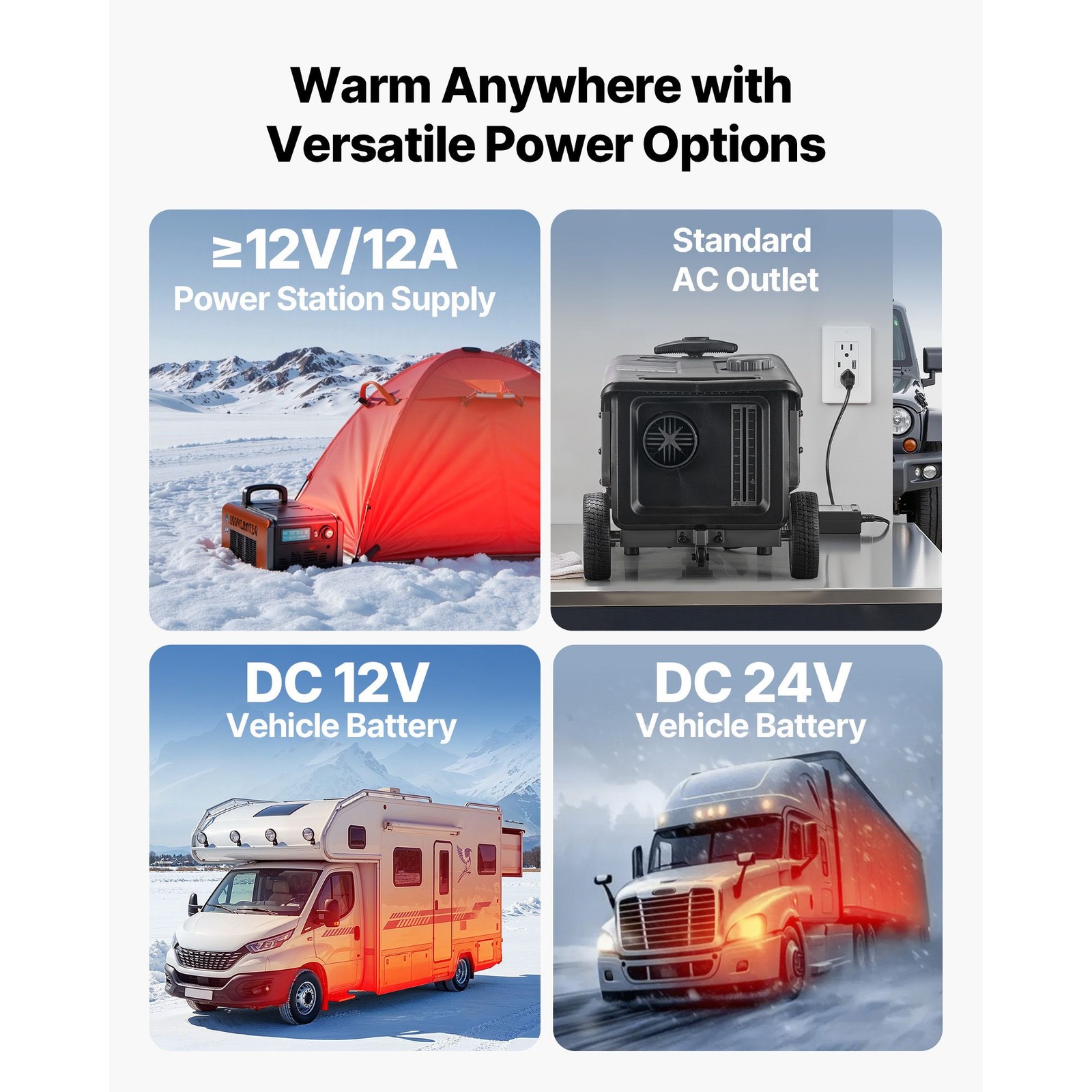 8KW 12V/ 24V Portable Diesel Air Heater with Bluetooth, Remote, LCD Screen