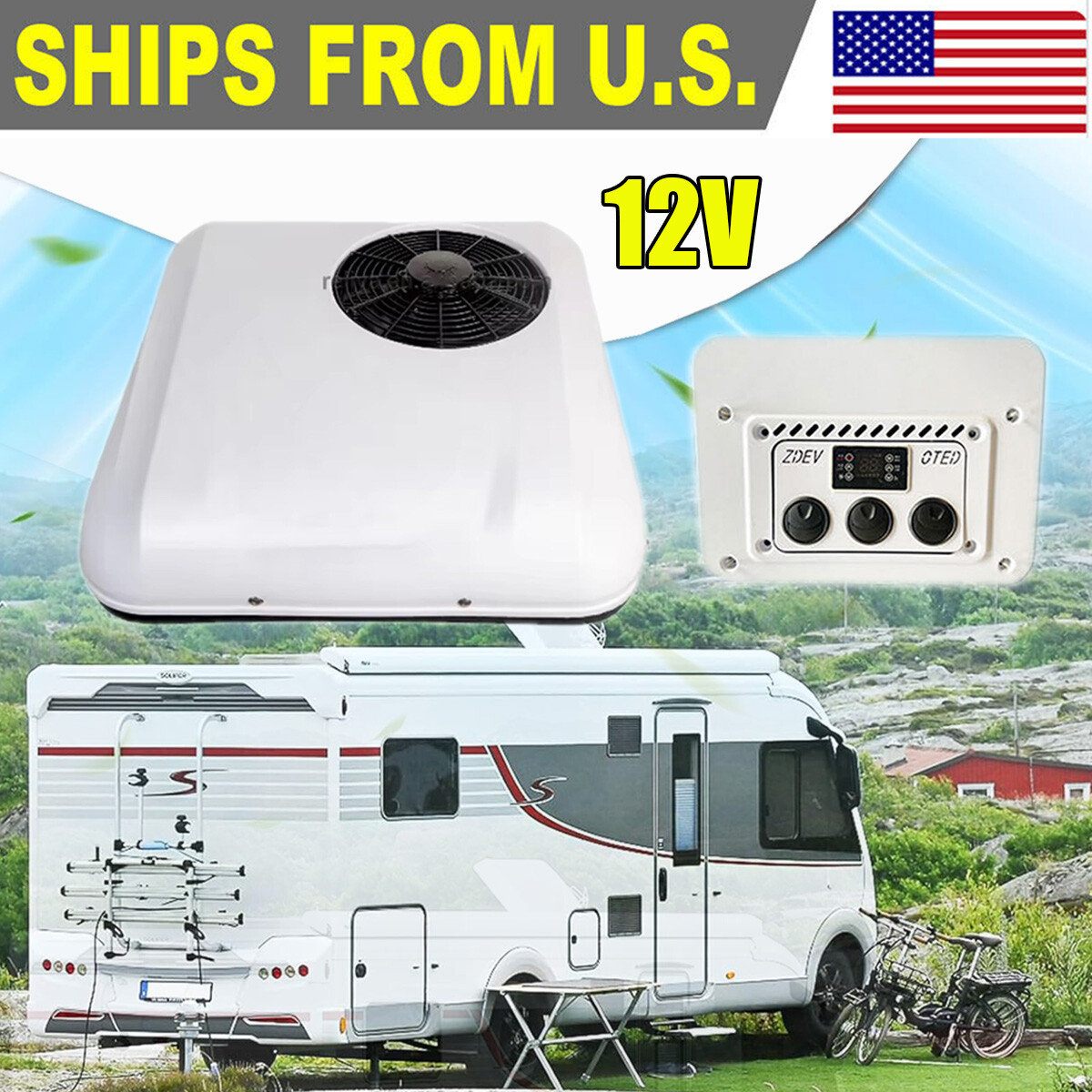 12V Rooftop Air Conditioner AC Kit for RV Motorhome Caravan Bus Heat & Cool