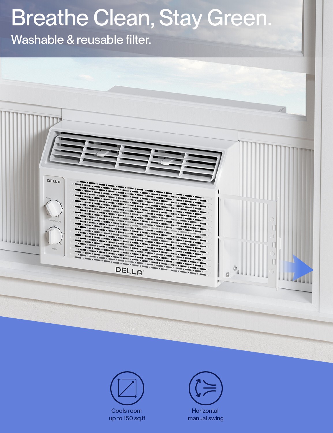 Window Air Conditioner 5000 BTU, Cools Up To 150 Sq. Ft.