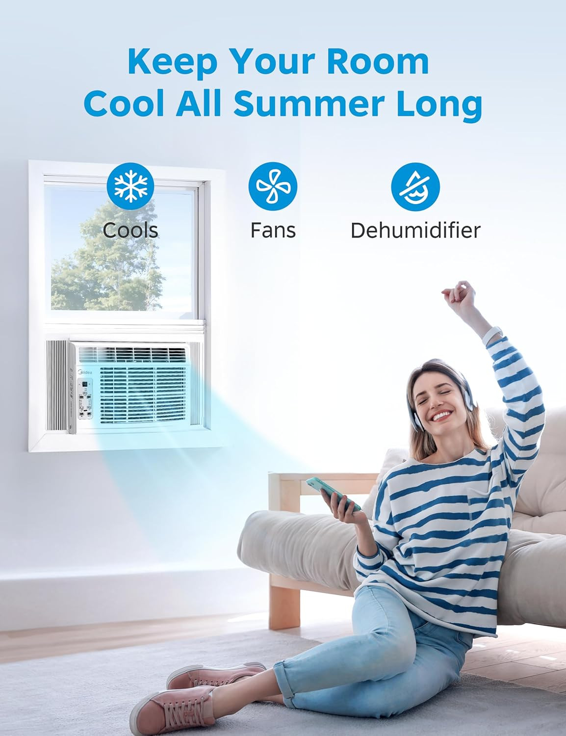 Midea 5,000 BTU Window Air Conditioner, Cools up to 150 Sq. Ft. with Easy-To-Use