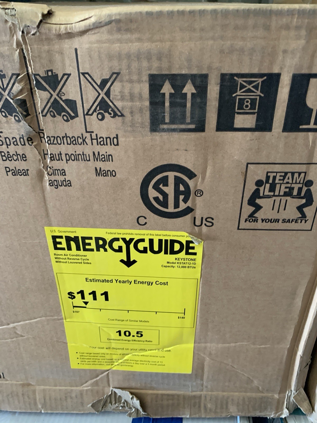 KEYSTONE 12,000 BTU 115V Through-The-Wall Air Conditioner KSTAT12-1D 12000
