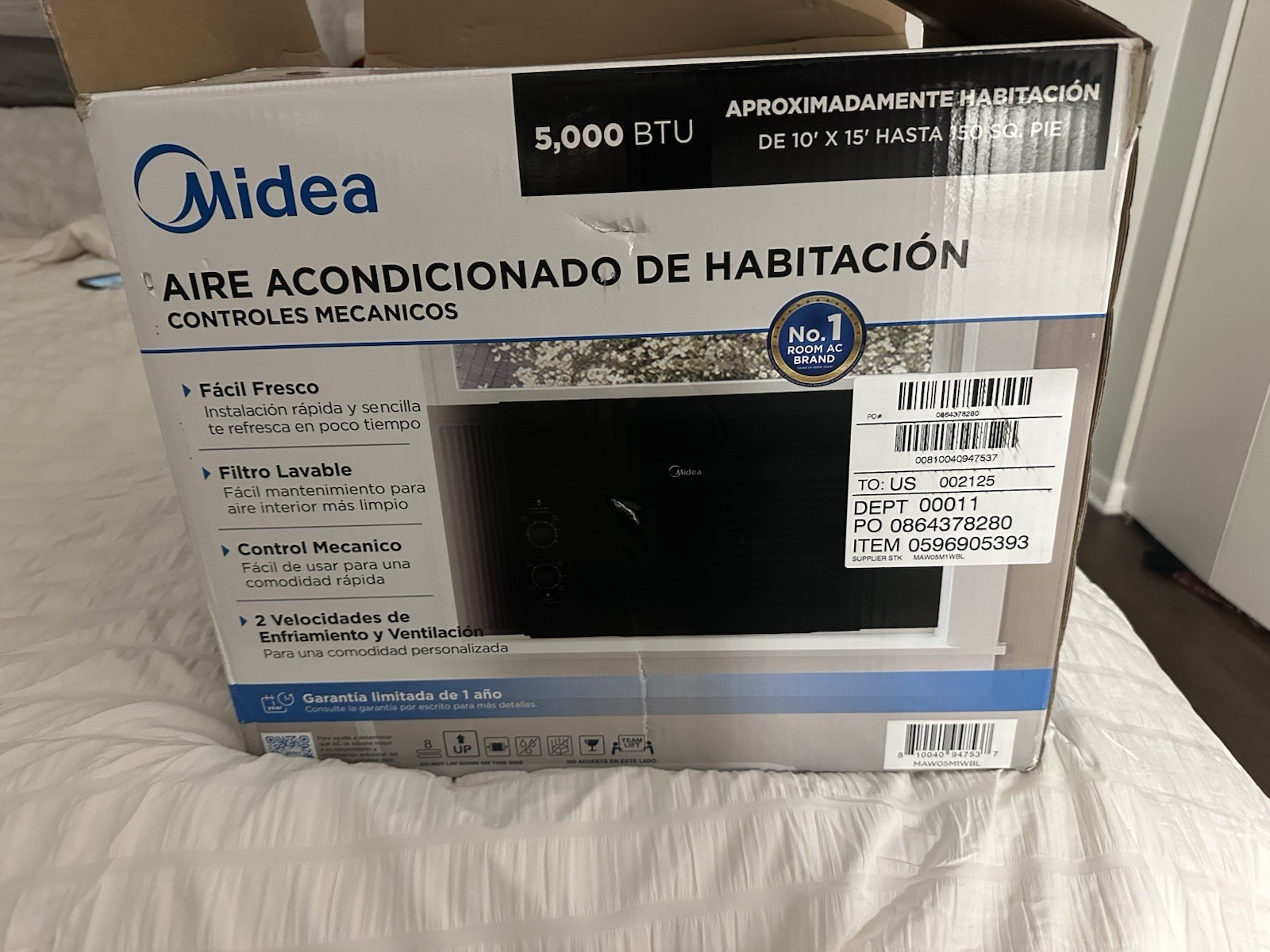 Midea 5000 BTU Window Air Conditioner 115V Mechanical Controls White Filter