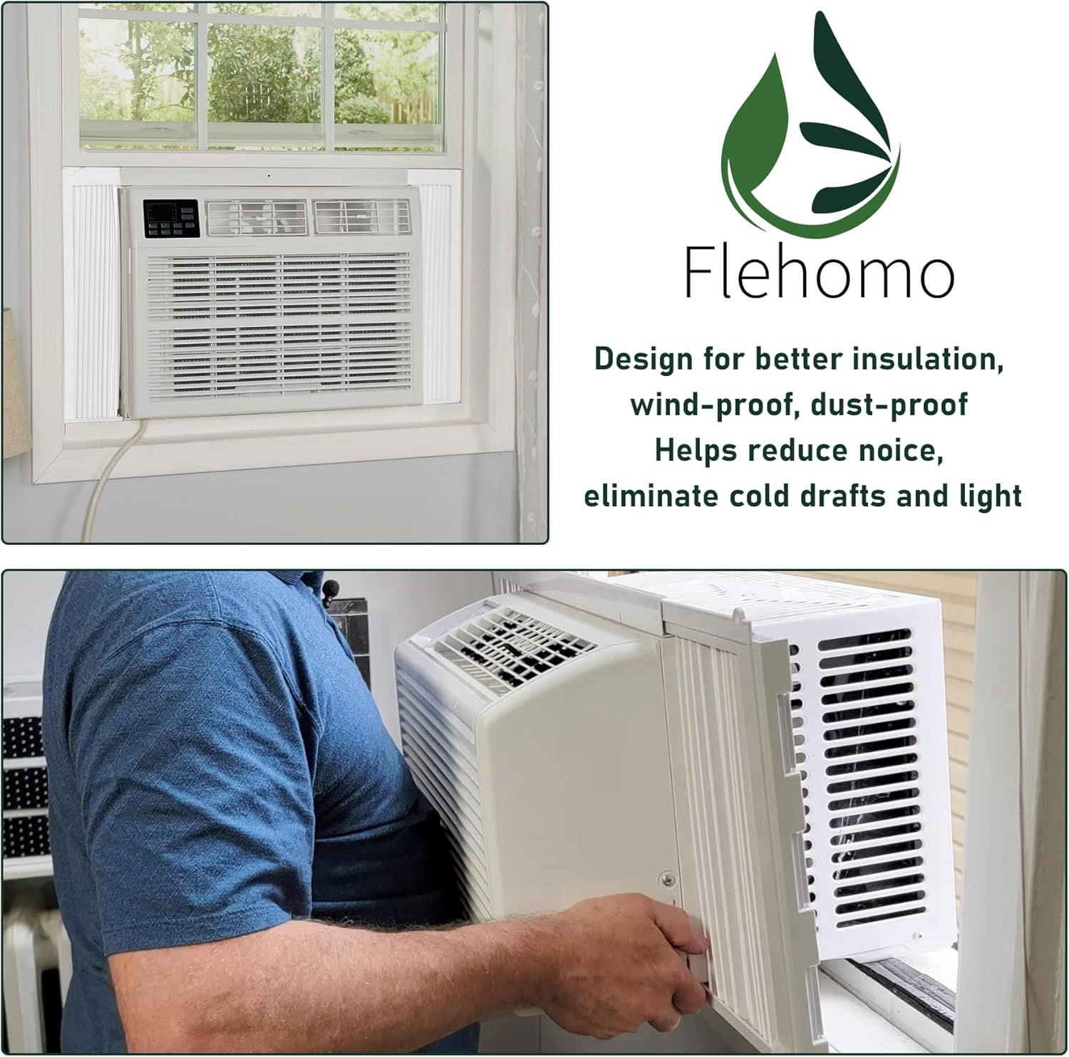 Window Air Conditioner Side Panels with Frame, Adjustable Insulation AC Side Pan