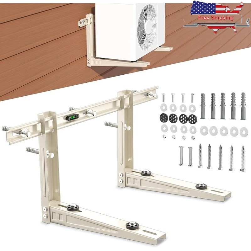 Heavy Duty AC Wall Bracket 400lbs Support Adjustable Crossbar Rubber Dampers New