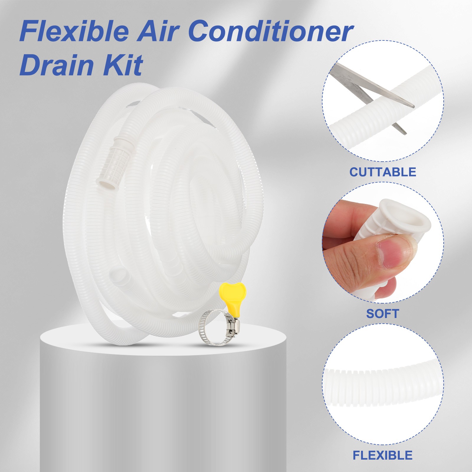 26.24ft Air Conditioner Drain Universal AC Drain Connector Hose, with Clamp