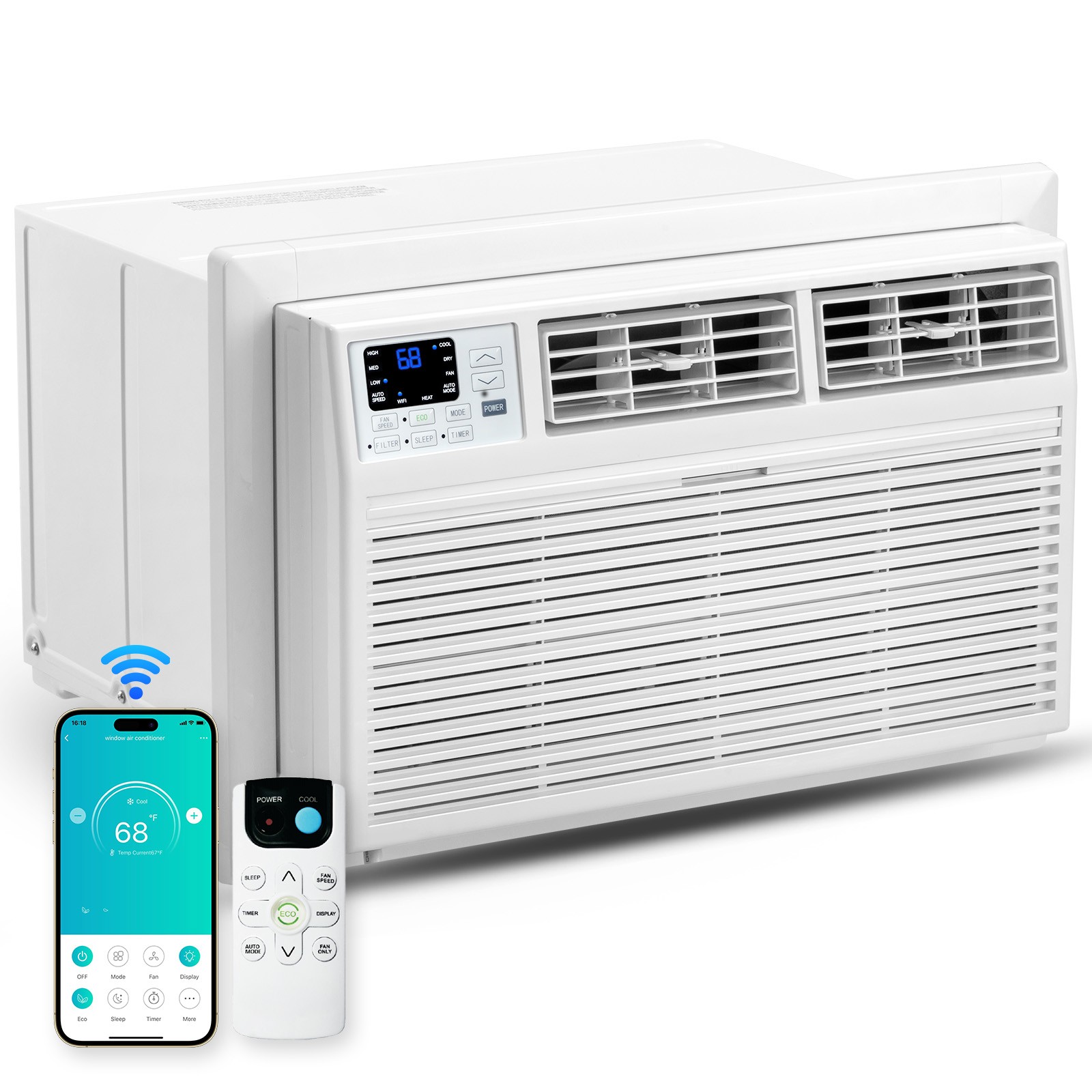 Wifi 10000 BTU Through-the-Wall Air Conditioner with Heat up to 450-Sq. Ft 115V