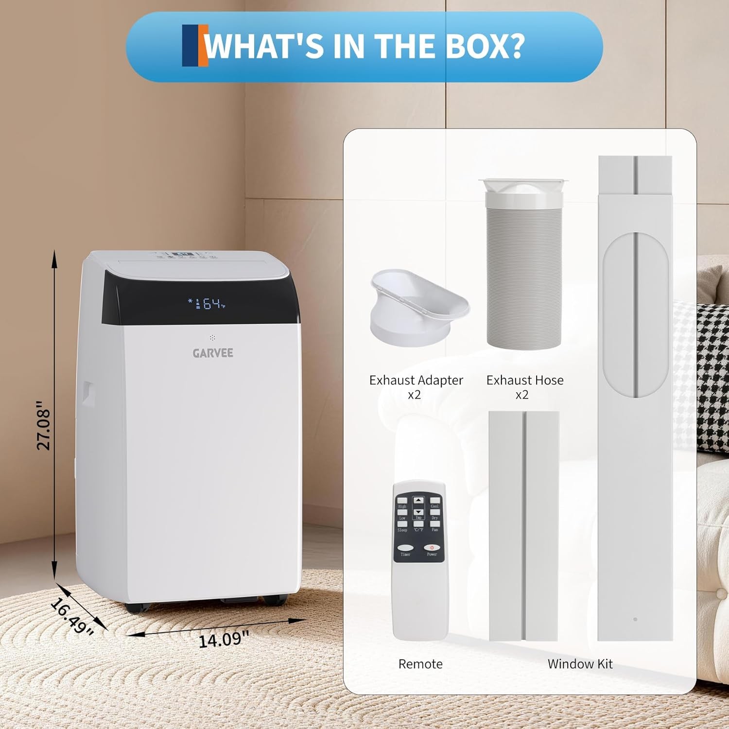 14,000 BTU Portable Air Conditioner Cools up to750 Sq.Ft, 3-in-1 AC Poartable AC