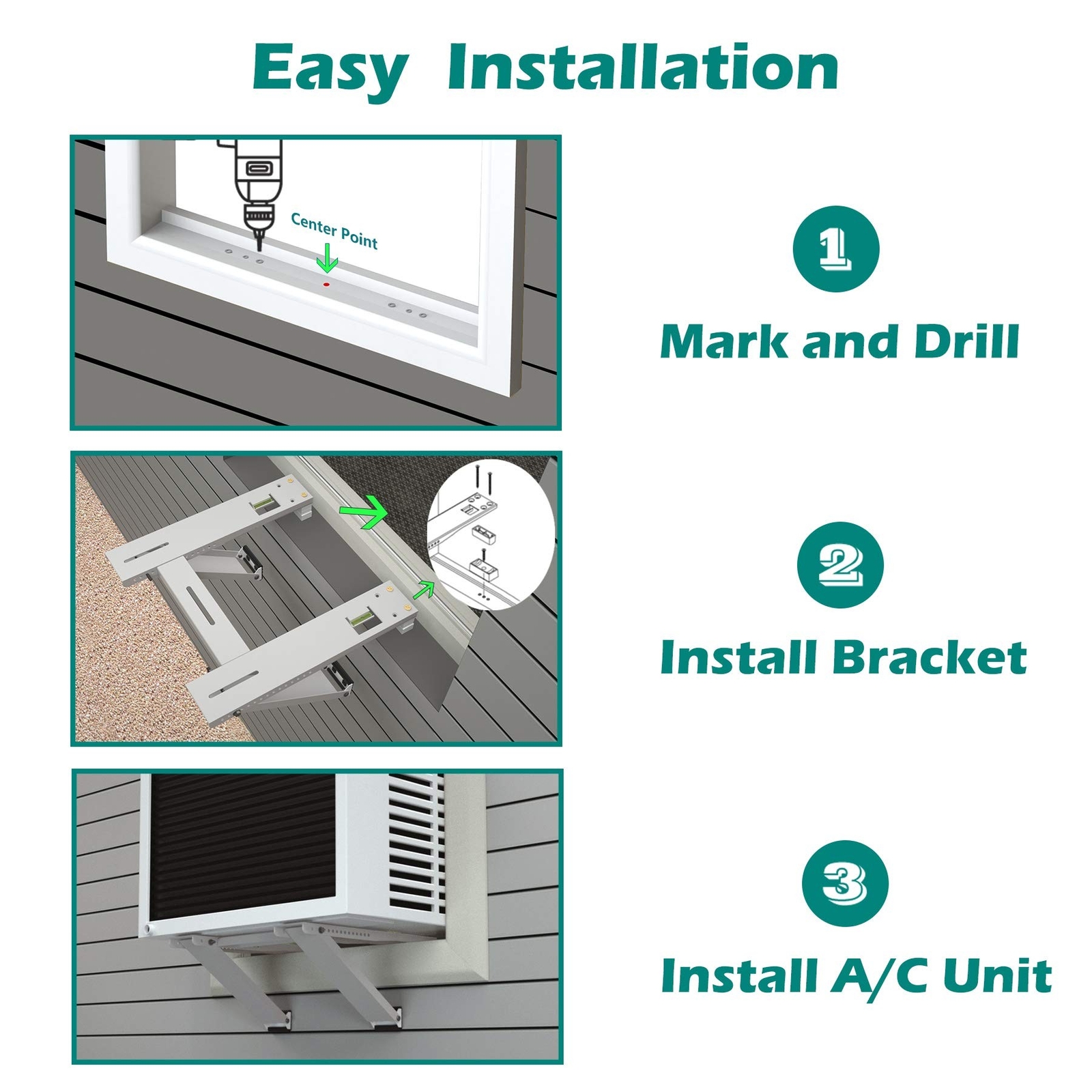 Window AC Support Brackets,Up to 200lbs,Fits 9000 to 24000 BTU Air Conditione…