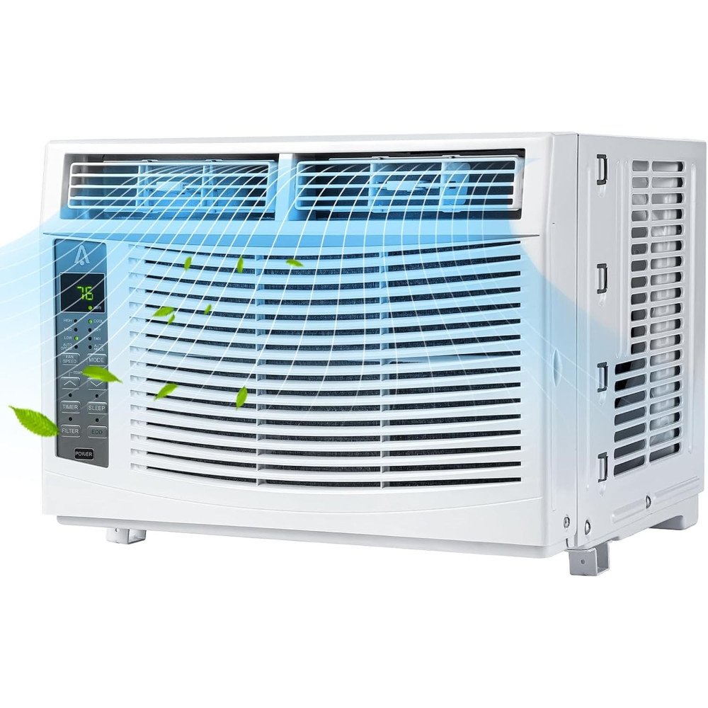 6000 BTU WiFi Window Air Conditioner with Remote & App, Cools 250 Sq. Ft., White