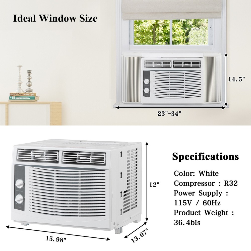 5,000 BTU Window Air Conditioner 3 Speed Cooling Area up to 200 sq.ft AC Unit
