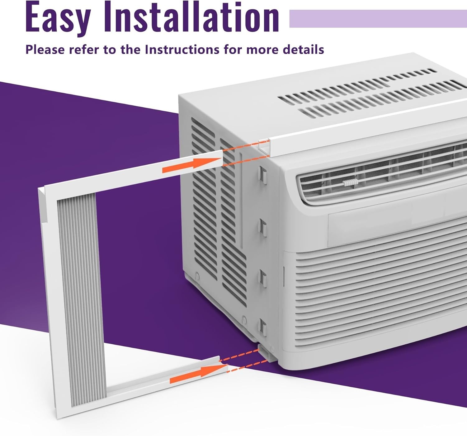 Window AC Side Panel Frame Kit Adjustable Accordion Curtain Insulation for 8000