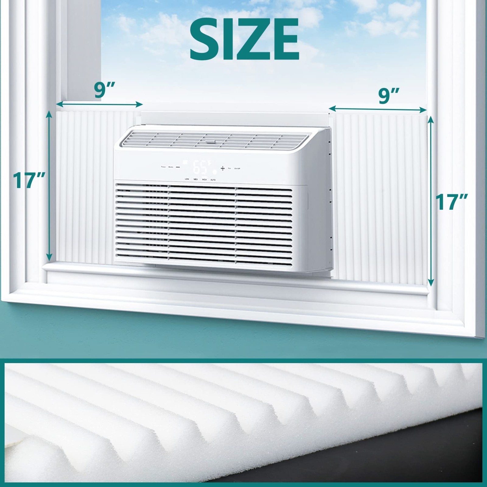 Window Air Conditioner Insulation Foam Panels Kit, 17″x9″x7/8″, Energy Saver, Wh