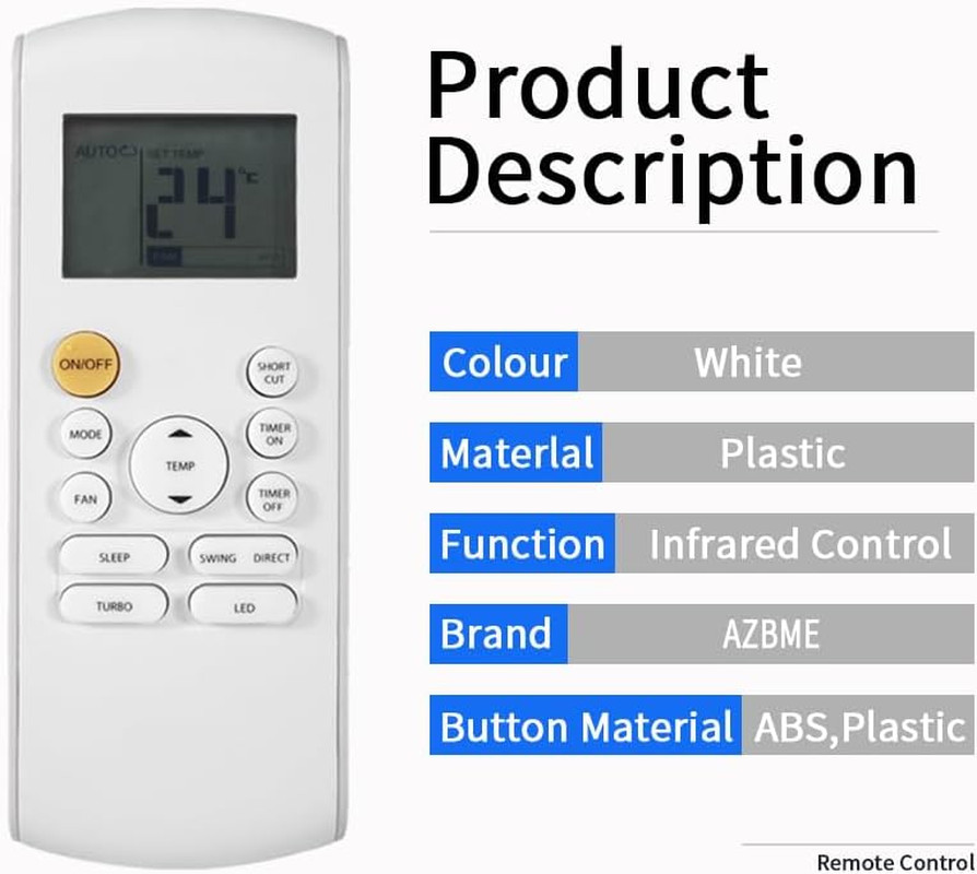 Replacement Remote Control for Midea MRCOOL FRIMEC Klimaire AC Air Conditioner R