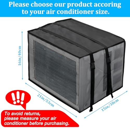 Newest Design Mesh Window Air Conditioner Cover Outdoor, 21WX16DX15H Black