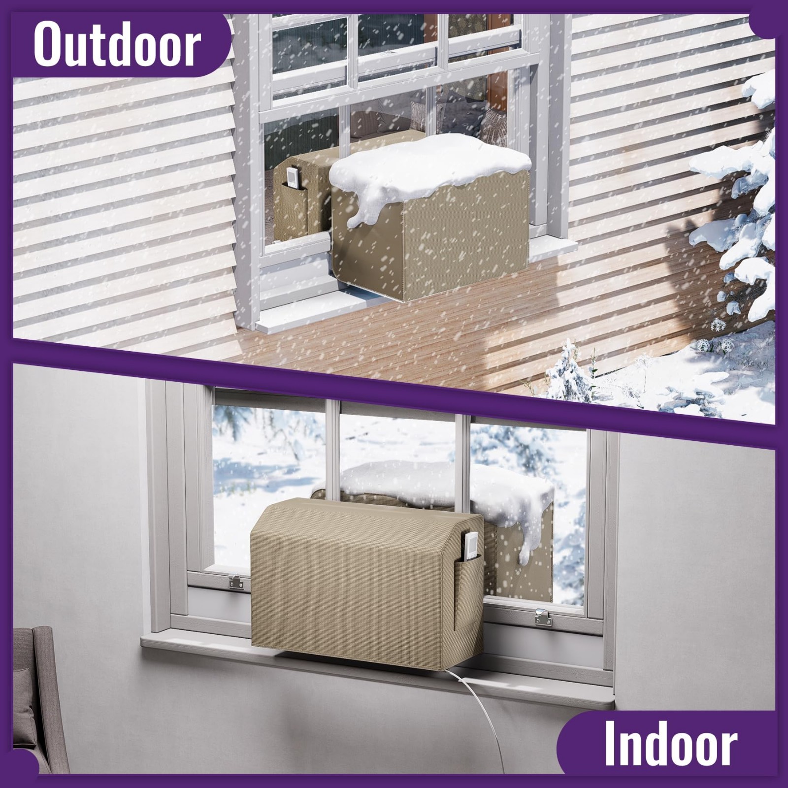 Universal Window Air Conditioner Cover Kit for U-Shaped ACs – Indoor/Outdoor, Fi