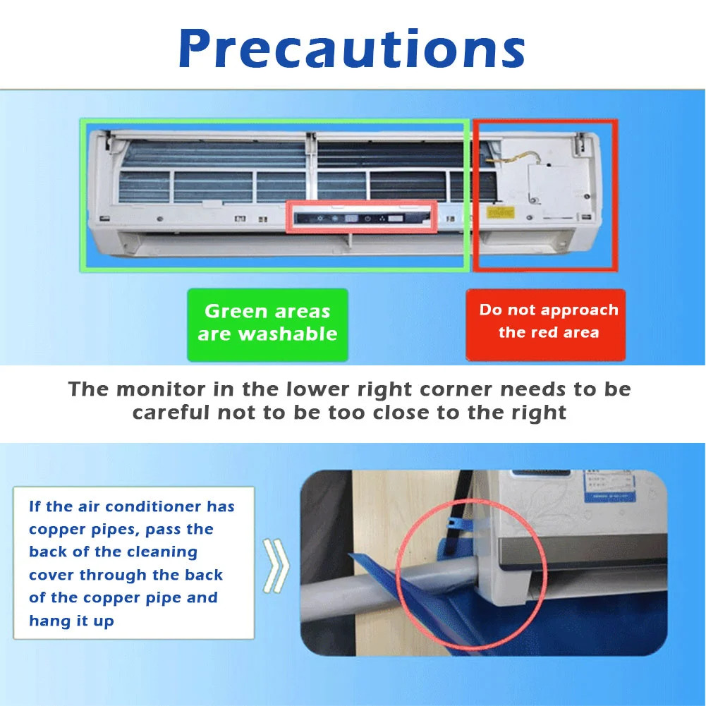 15pc Air Conditioner Cleaning Cover Kit With Clean Tools Waterproof Dust 118cm