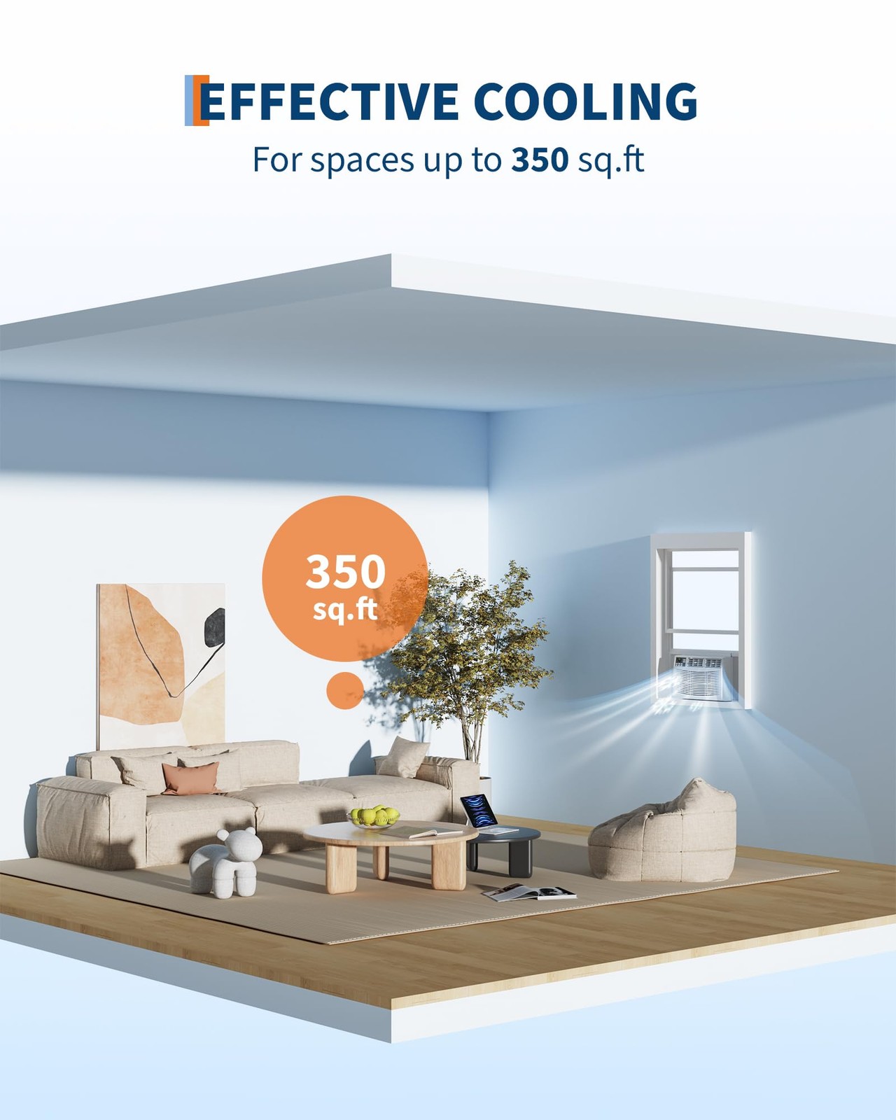8000 BTU Window Air Conditioner with WiFi 3 in-1 Energy Saving Window AC Unit