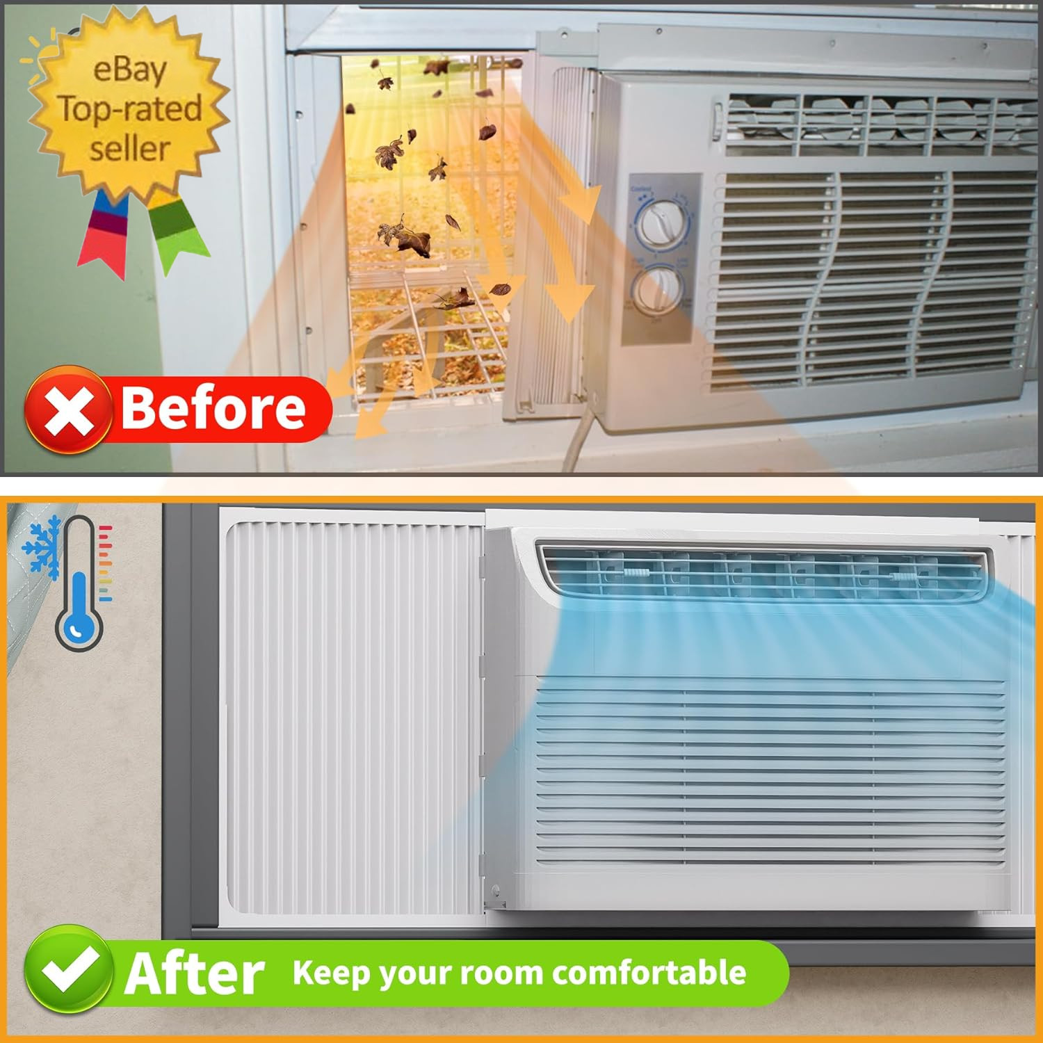 Adjustable Window Air Conditioner Side Panels and Frame Set,Extra Wide Window AC