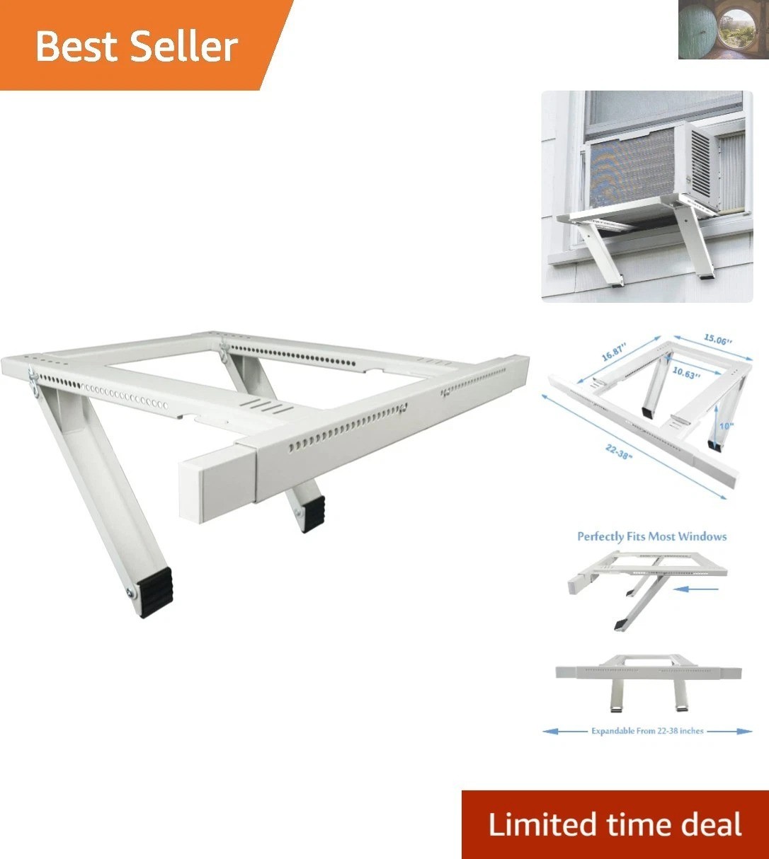 Easy Install Heavy Duty AC Support Bracket | Fits Most Windows | Up to 200 lbs