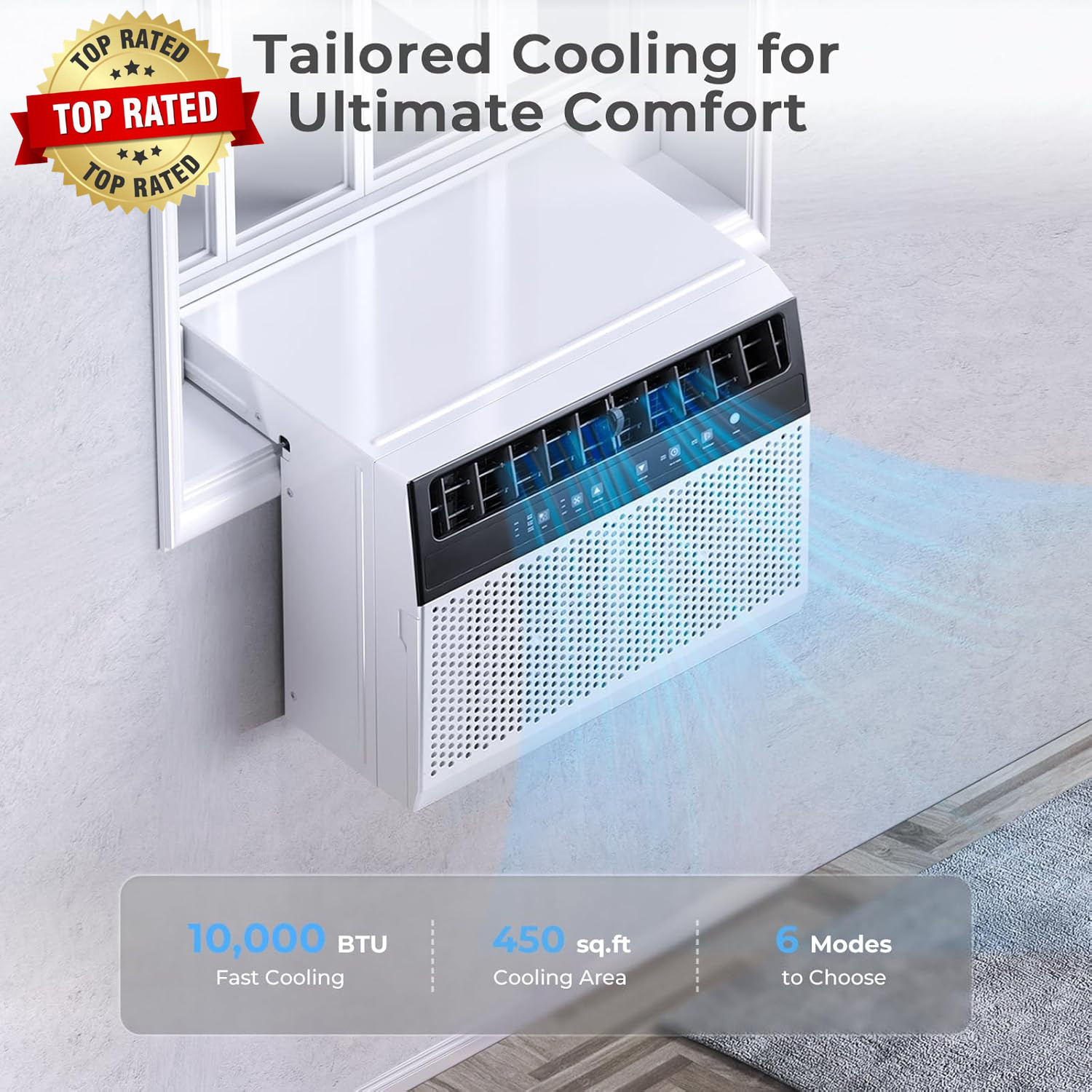 U-Shaped Window Air Conditioner,Window AC Unit Cools up to 450 Sq.Ft,Saddle Air
