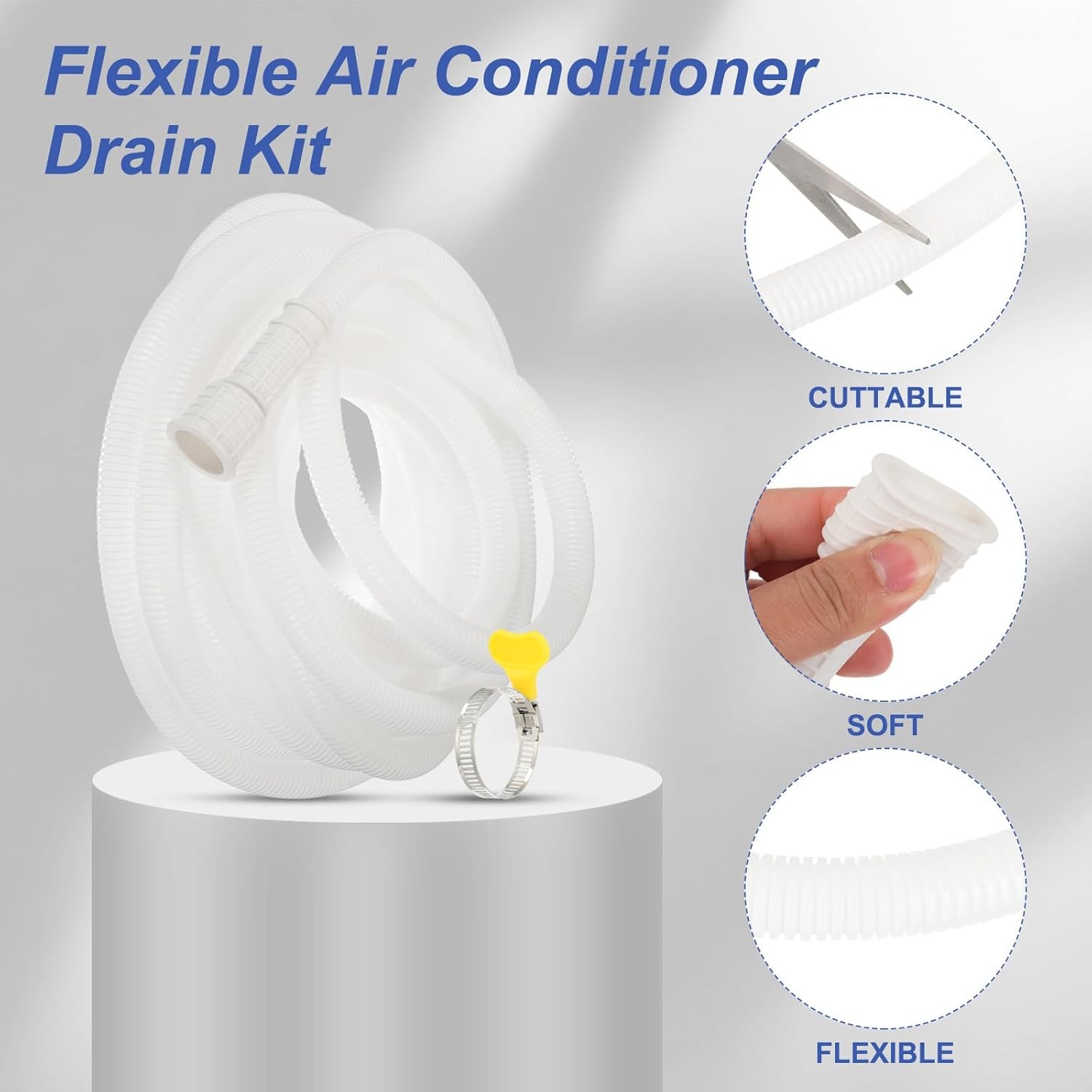 22.96ft Air Conditioner Drain Kit Universal AC Drain Hose Connector Hose